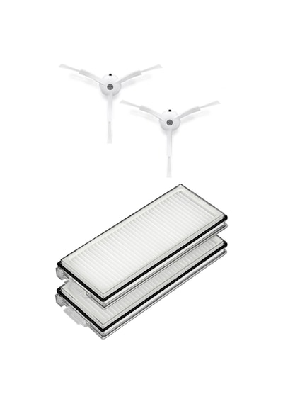 Roborock Qrevo Maxv Uyumlu 2 Adet Hepa Filtre 2 Adet Beyaz Yan Fırça