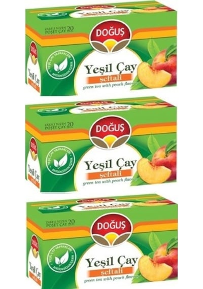 Doğuş Şeftalili Yeşil Bardak Poşet Çay 3 x 20'li