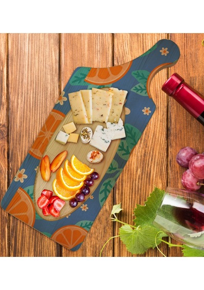 Bk Gift Portakal Tasarımlı Dikdörtgen Şeklinde Doğal Ahşap Servis Ve Sunum Tabağı Model 1