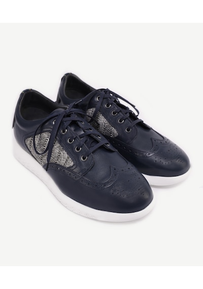 Yargıcı Hasır Detaylı Deri Sneakers 24yeay4468x 004 Lacivert