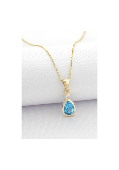 Damla Blue Topaz Tektaş Kolye Sarı