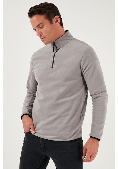 Buratti Slim Fit Yarım Fermuarlı Dik Yaka Erkek Polar 5906003 Gri