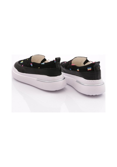 Dgn 057 Kadın Lastikli Sneaker Ayakkabi Siyah Kot