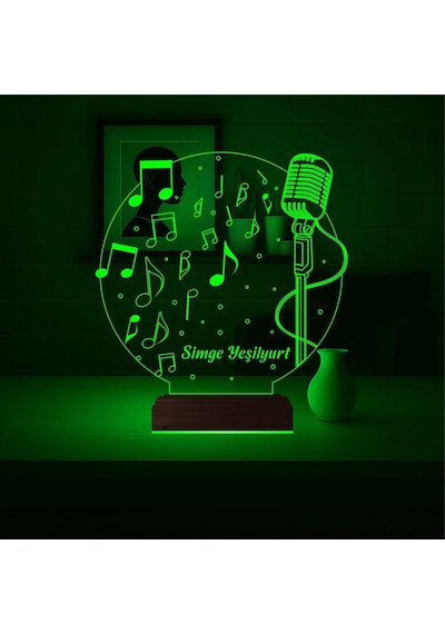 Luvivia Müzik Nota Müzisyen Hediye Kişiye Özel 3d Lamba - Masa Gece Lambası