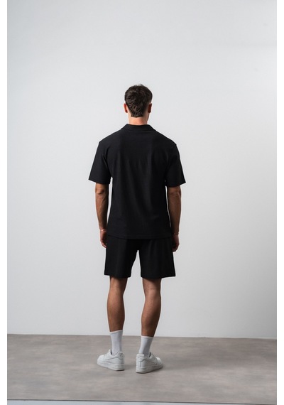 Erkek 242 Nakışlı Regular Fit T-shirt Şort Takım Siyah
