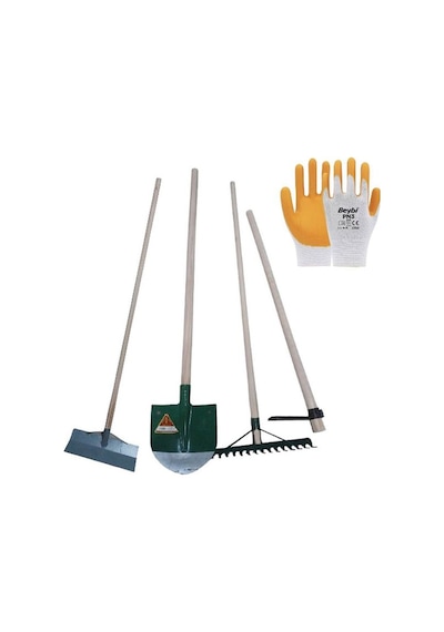Bahçe Set 9 Parça Gelbere Saplı Kürek Desteklı Tırmık