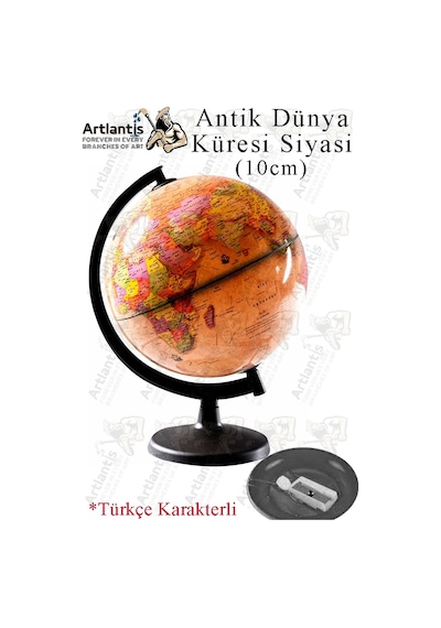 Dünya Küresi Antik 10 Cm Siyasi 1 Paket Masaüstü Coğrafya Dünya Küresi Sınıf Eğitim Kalemtraşlı Dekor