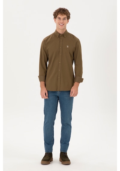 U.s. Polo Assn. Erkek Haki Gömlek Desenli 50292088-vr027 Haki