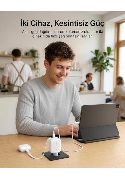 Belkin Ultracharge 45 W Gan Şarj Aleti, 0,8 M Geri Çekilebilir Usb-c Kablo İle, Beyaz