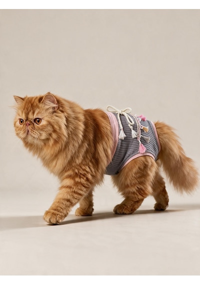 Mini Tassel Lilly Dişi Kedi Regl Külotu Don Kedi İç Çamaşırı Ayarlanabilir Bağcıklı Küçük Irklar İçin