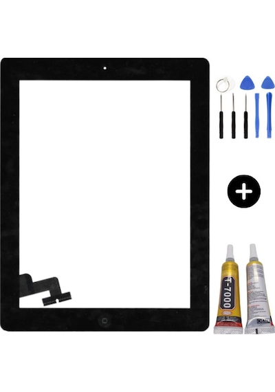 Apple Uyumlu iPad  2.nesil A1395-a1396-1397 Home Tuşlu Dokunmatik Siyah + Montaj Seti