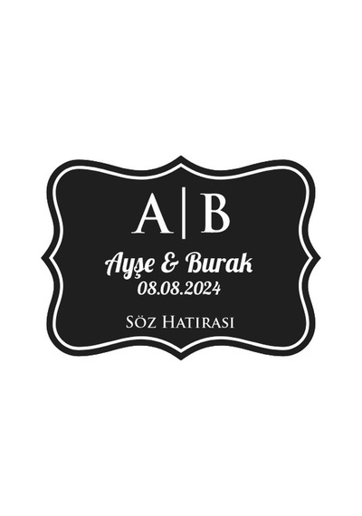 Halkalı Yaprak Çelenk Etiketi Kına Nişan Düğün 3x3 Cm Özel Etiket / 50 Adet Sticker Beyaz