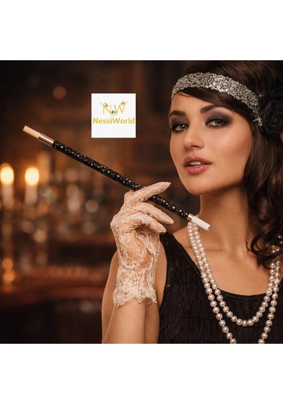 Mey İthalat 30 Cm Siyah Payetli Sigara Tutacağı 1920 Ler Gatsby Parti Aksesuarı Diğer