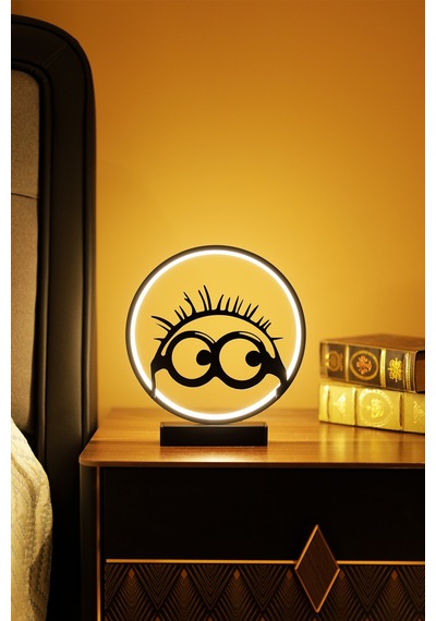 Minion Gözlük Silüetli Metal Led Masa Lambası Dekoratif Çocuk Odası Işığı Eğlenceli Gece Lambası Minion