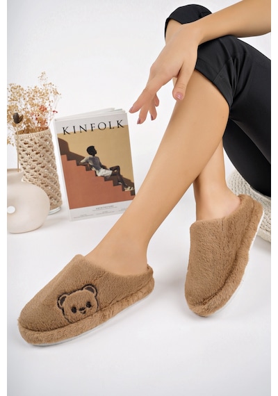 Kışlık Peluş Ayıcık Desenli Sessiz Ortopedik Taban Çeyiz Misafir Ev Terliği Set Taba Kışlık Peluş Ayıcık Desenli Sessiz Ortopedik Taban Çeyiz Misafir Ev Terliği Set Taba