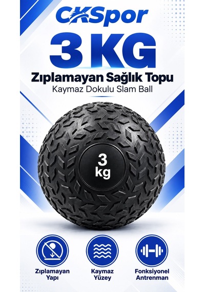 Ckspor 3 Kg Zıplamayan Sağlık Topu Slam Ball Crossfit Fitness Fonksiyonel Antrenman Ağırlık Topu
