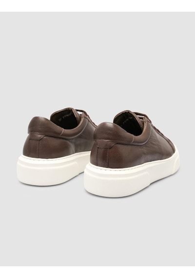Monamae %100 Hakiki Deri Kahverengi Kadın Sneaker Kahverengi