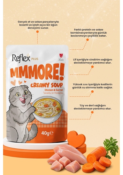 Reflex Plus Mmore Tavuklu Ve Havuçlu Kremalı Kedi Çorbası 40 Gr 6lı Set