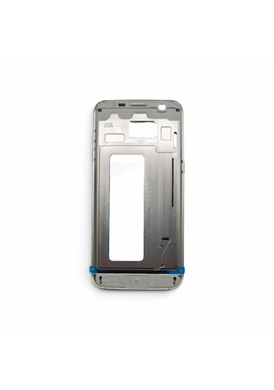 G935 Orta Kasa Galaxy S7 Edge Uyumlu Beyaz Renk Orta Kasa Çerçeve + Ses Açma On Off Tuş Plastik Kamera Camı Gümüş
