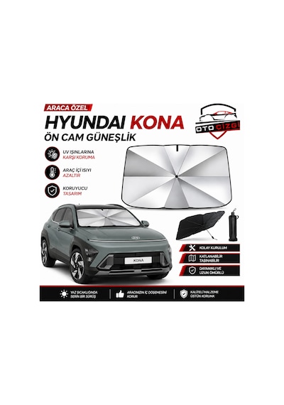 Hyundai Şemsiye Tip Ön Cam Güneşliği Katlanabilir Uv Korumalı Araç Cam Güneşlik