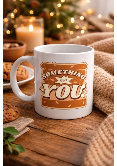Something For You Tasarımlı Porselen Kupa Model 36 Sevdiklerine Sıcak Bir Mesaj Düz Renkli