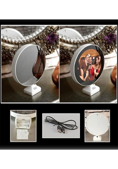 Led Işıklı Fotoğraflı Oval Sihirli Ayna-433
