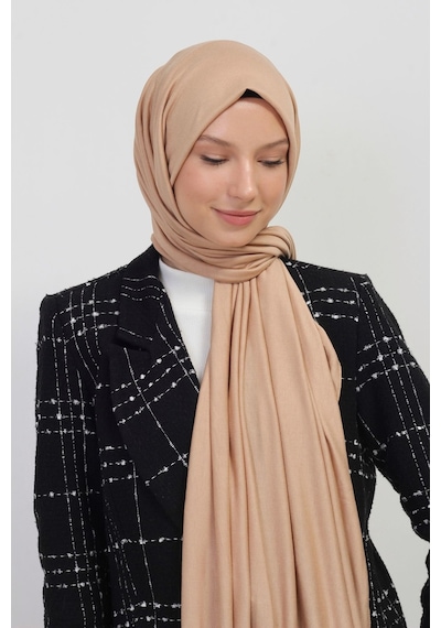 Manolyaşal İslamic Hijab Tesettür Penye Şal - 70 X 180 / Koyu Krem Koyu Krem