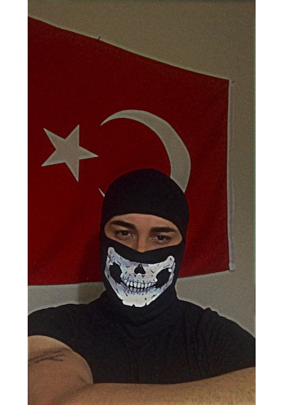 Eleven Market Termal Siyah Kar Maskesi Kurukafa Desenli Siyah Beyaz