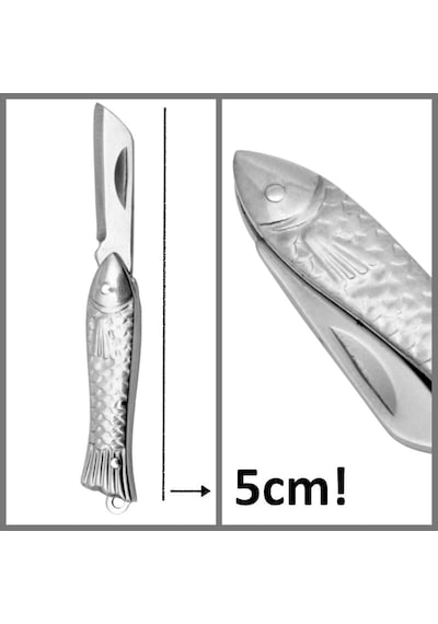 Omeniv'den 5cm Balık Saplı Mini Kamp Çakı Anahtarlık Açık Gri