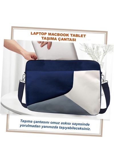 Microcase Apple iPad Air 11 2026 İle Uyumlu Tablet Çantası 2 Bölmeli Al4228 Lacivert Gri Krem Gri - Lacivert