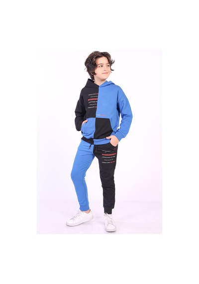 Toontoy Kids Toontoy Erkek Çocuk Kanguru Cepli Eşofman Takım Petrol Mavi