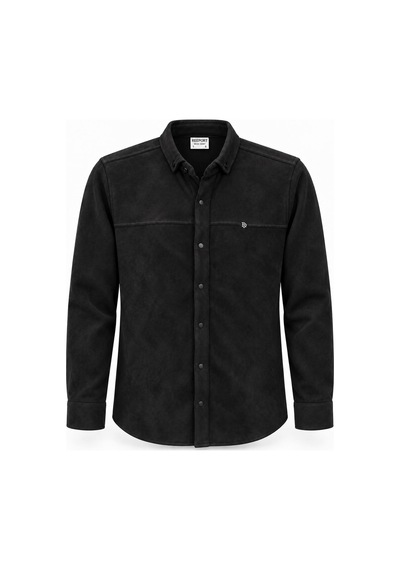 Classics Men Report Uzun Kol Slim Fit Erkek Süet Gömlek - 7784 Siyah