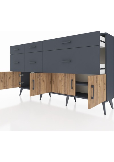Arges Konsol Tek Raflı 6 Çekmeceli 4 Kapaklı 176x30x99 Antrasit-çam/antrasit Atlas Çam/antrasıt - Antrasıt Arges Konsol Tek Raflı 6 Çekmeceli 4 Kapaklı 176x30x99 Antrasit-çam/antrasit Atlas Çam/antrasıt - Antrasıt