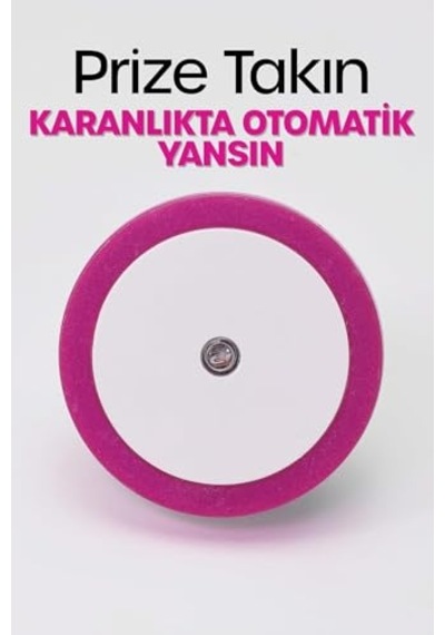 Yuvarlak Otomatik Gece Lambası, Işığa Duyarlı Ldr Sensörlü, Fotoselli Pembe Diğer