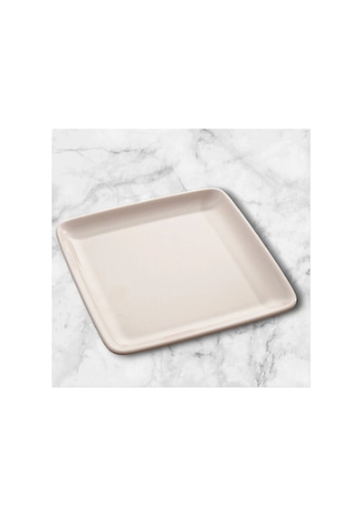 12 Parça Kare Melamin Servis Tabağı Seti - 30 Cm Kahvaltı, Pasta Ve Tatlı Tabağı Krem