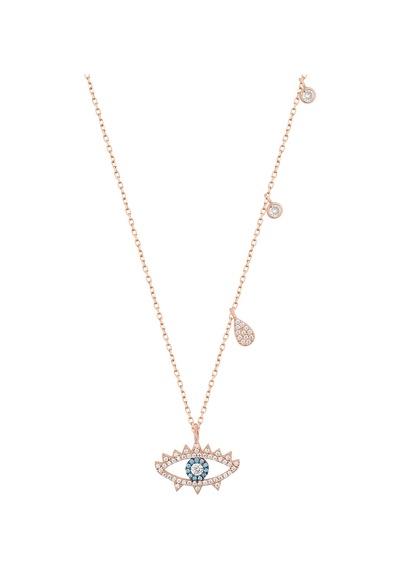 Sallantılı Taşlı Göz Gümüş Kolye Rose Gold