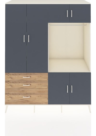 Kronos Gardrop 7 Raflı 3 Çekmeceli Tek Askılı 176x59x221 Aytaşı-antrasit/çam Antrasit/çam Kronos Gardrop 7 Raflı 3 Çekmeceli Tek Askılı 176x59x221 Aytaşı-antrasit/çam Antrasit/çam