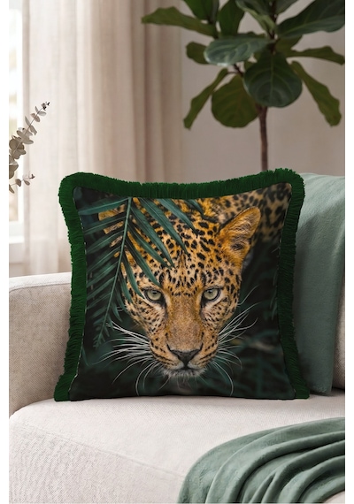 Egzotik Leopar Safari Saçaklı Yastık Kılıfı - Vahşi Orman Kahverengi Yeşil Püsküllü Kırlent Kılıfı Buzlu Sahil Opal Egzotik Leopar Safari Saçaklı Yastık Kılıfı - Vahşi Orman Kahverengi Yeşil Püsküllü Kırlent Kılıfı Buzlu Sahil Opal