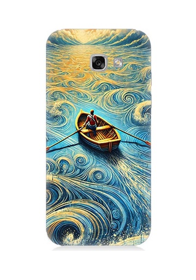 Samsung Galaxy A7 2017 Uyumlu Dalgalar Arasında Kürekçi Desenli Silikon Kılıf Çok Renkli