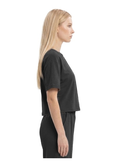 Cottonhıll Premium - Sway Collection Siyah Modal Bisiklet Yaka Nervür Dikiş Detaylı Tişört