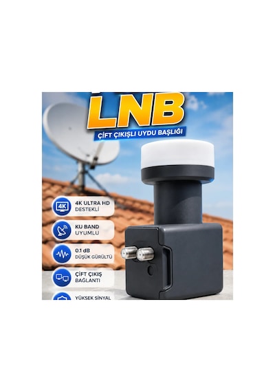 Twin Ku Band Lnb 2 Çıkışlı 4k Ultra Hd Uyumlu 0.1 Db Uydu Lnb