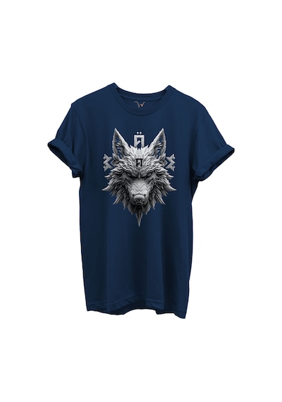 Kurt Ve Türk Özel Koleksiyon Serisi-5 Tasarım Baskılı %100 Pamuk T-shirt Lacivert