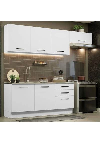 Arp Hazır Mutfak Dolabı-çok Amaçlı Dolap 240 Cm Beyaz Ve Beyaz Laminat Tezgah Dahil Beyaz Arp Hazır Mutfak Dolabı-çok Amaçlı Dolap 240 Cm Beyaz Ve Beyaz Laminat Tezgah Dahil Beyaz