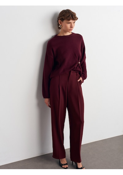 Dilvin 7954 Yüksek Bel Pantolon-bordo Bordo