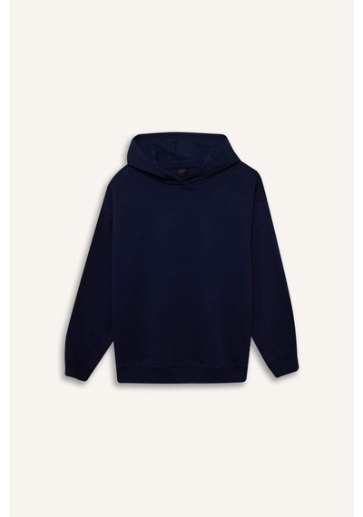 Defacto Relax Fit Kapüşonlu Basic Düz Kalın Sweatshirt D9935ax25wnnv251 Lacivert