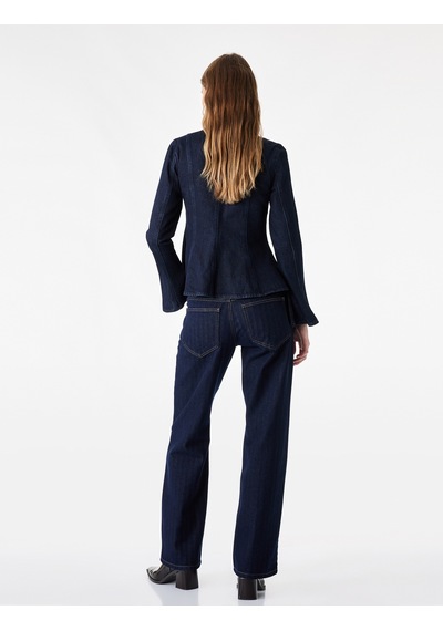 Koton Düşük Bel Cepli Pamuklu Rahat Kesim Düz Paça Denim Pantolon - Straight Fit Jean Raw 7wal40289md 63x