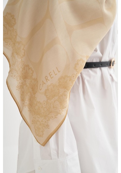 Carell Floral Monogram Floş Şal Soft Sarı Çok Renkli
