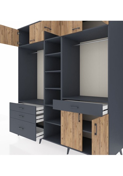 Kronos Dolap 11 Raflı 4 Çekmeceli 2 Askılı 220x59x243 Antrasit-çam/antrasit Atlas Çam/antrasıt Kronos Dolap 11 Raflı 4 Çekmeceli 2 Askılı 220x59x243 Antrasit-çam/antrasit Atlas Çam/antrasıt