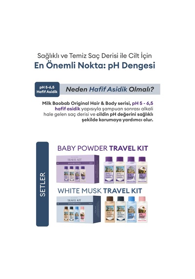 Yoğun Nem Sunan Saç Ve Vücut Seyahat Seti Mılk Baobab Original Travel Kit White Musk Tüm Saç Tipleri