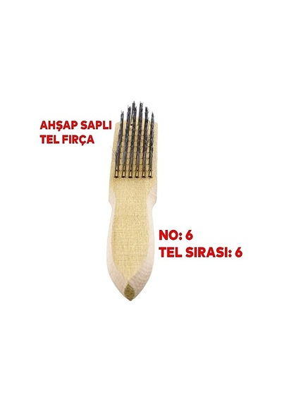Badem10 Ahşap Saplı Tel Fırça Kir Pas Mangal Barbekü Izgara Çok Amaçlı Temizleme Fırçası No 6
